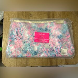Lilly Pulitzer Celestial Blue SEEK AND SEA CLEAR POUCH Zip Pool Travel NWT